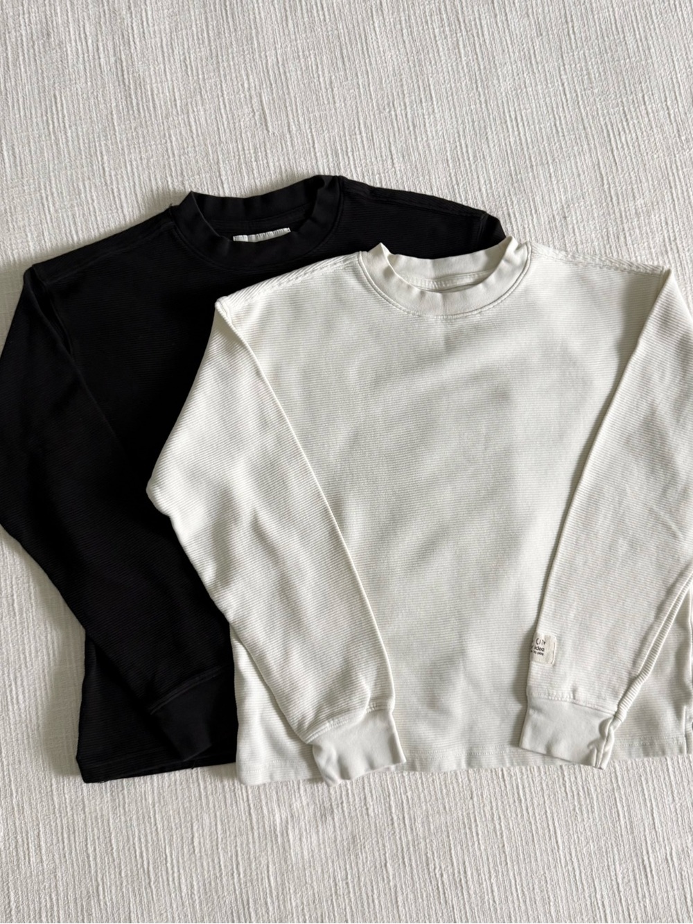 Black & Ivory Crewneck Shirts — Classic Boys Long Sleeve